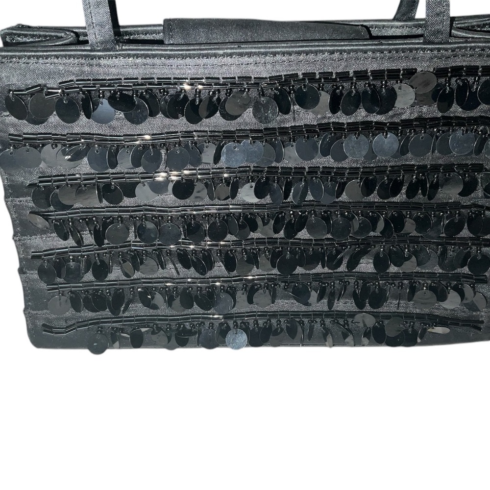 Ann Taylor Black Sequin evening handBag with Glossy Finish - Picture 2 of 6